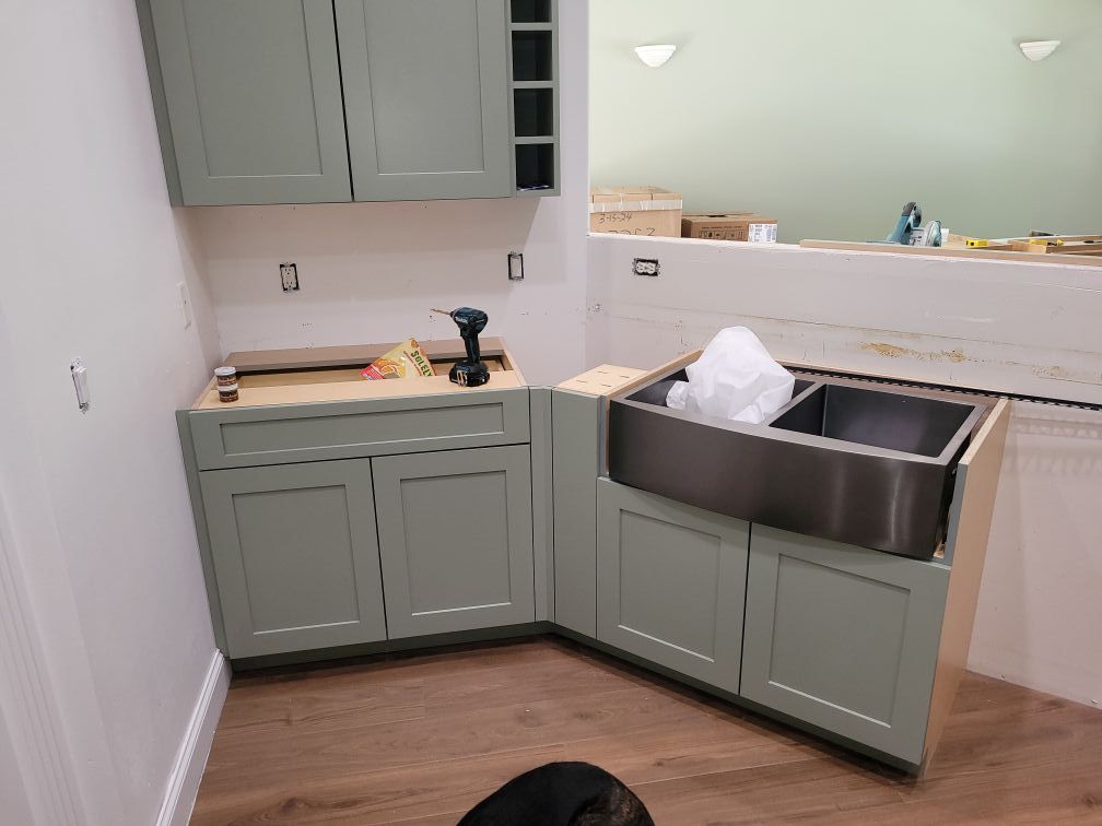 South Wall of Kitchen with Farmhouse Sink